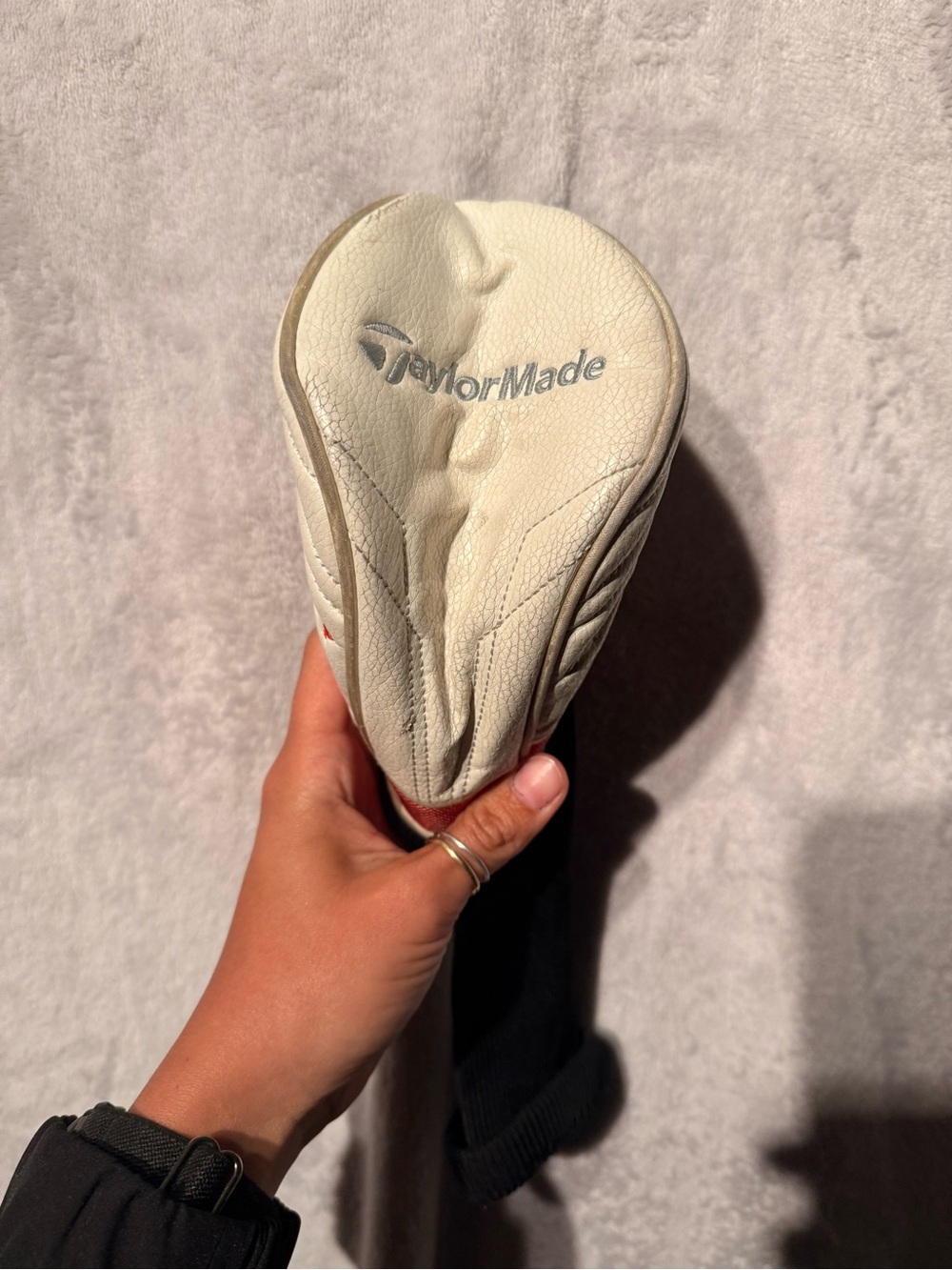 TaylorMade Cream and Gray Leather Golf Headcover
